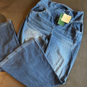 NWT Halara Flex High-Waisted Crossover Casual Flare Jeans, Large Petite, Frost